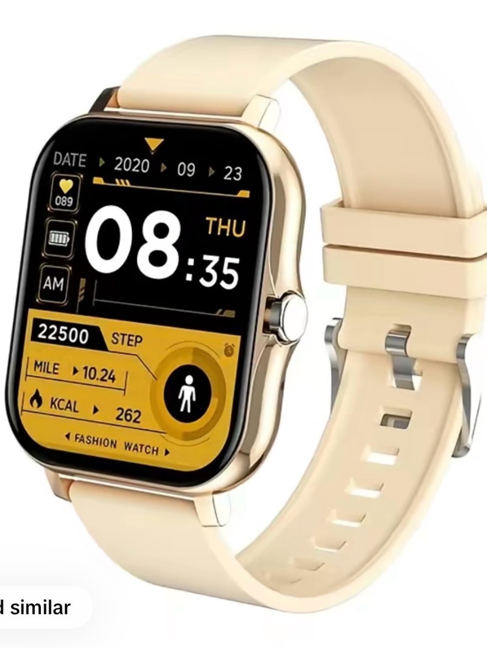Black Slim Smartwatch with Black Band
